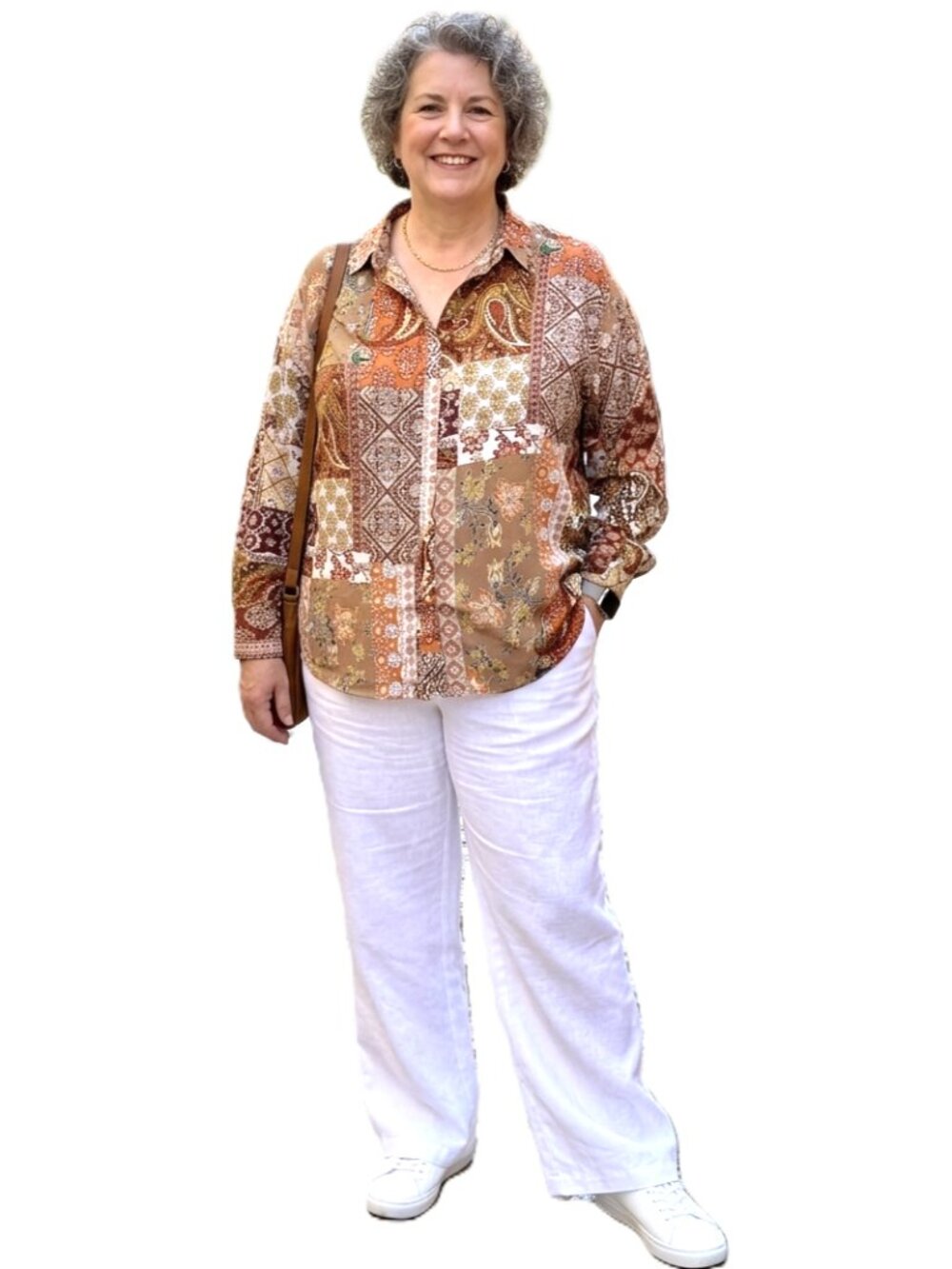 HAVER & BLAIR Patchwork Button Front Shirt. Plus Size 3X
